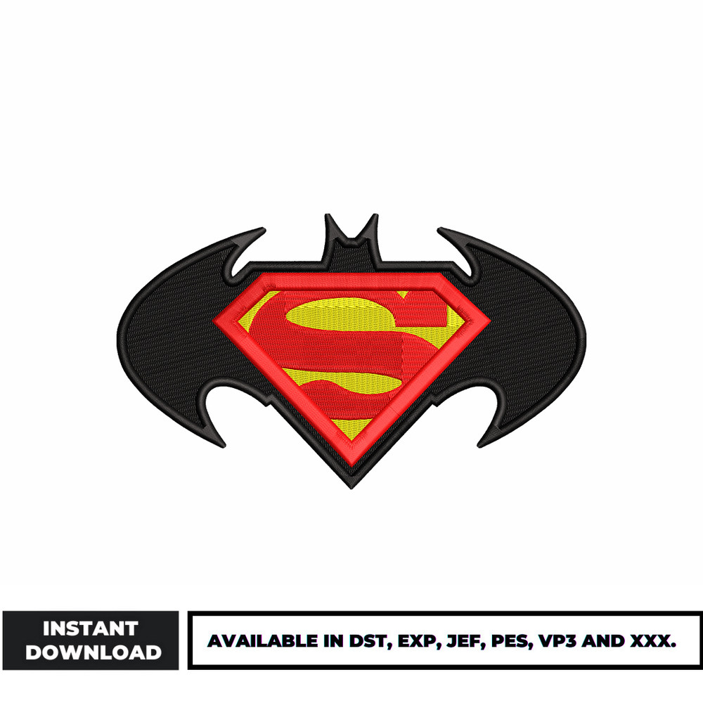 Superman Batman Logo embroidery design