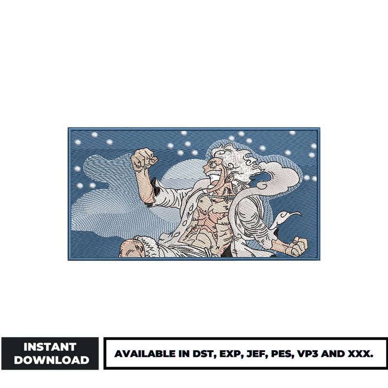 Luffy gear 5 embroidery design