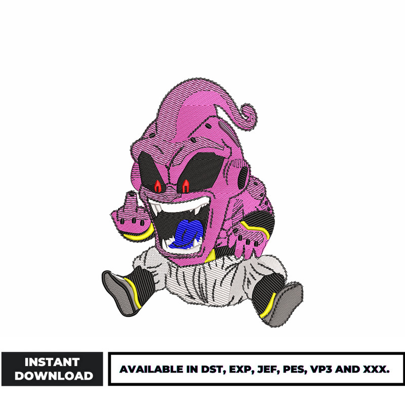 Majin Buu embroidery design