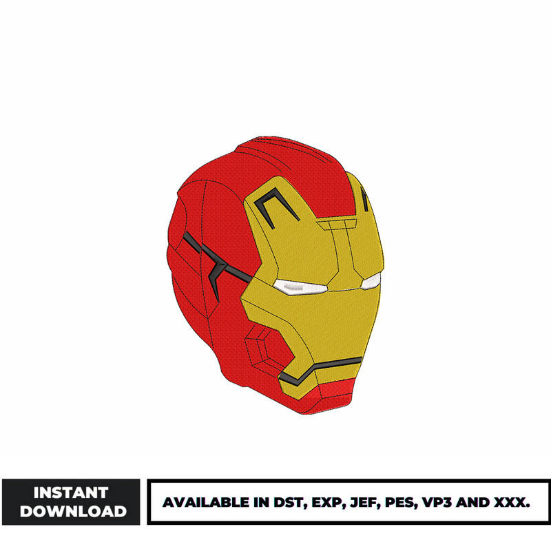 Iron Man face embroidery design