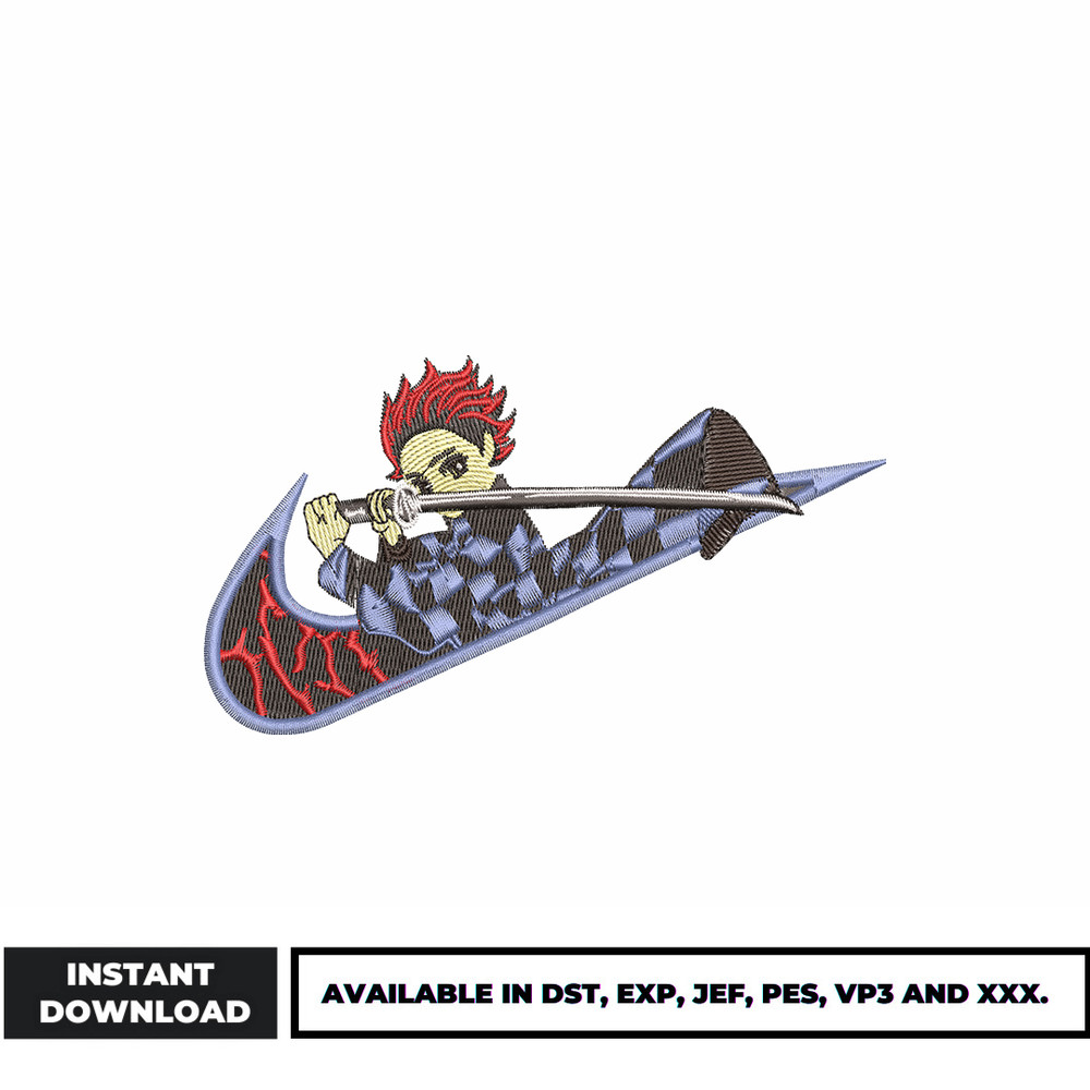 Tanjiro nike embroidery design