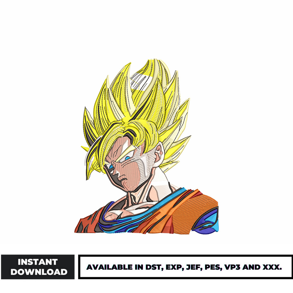 Goku Super Saiyan embroidery design