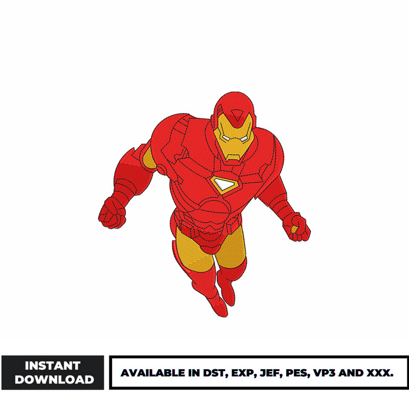 Iron Man Flying embroidery design