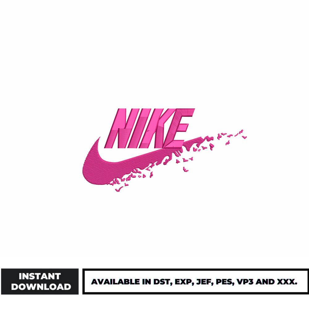 Logo nike pink embroidery design
