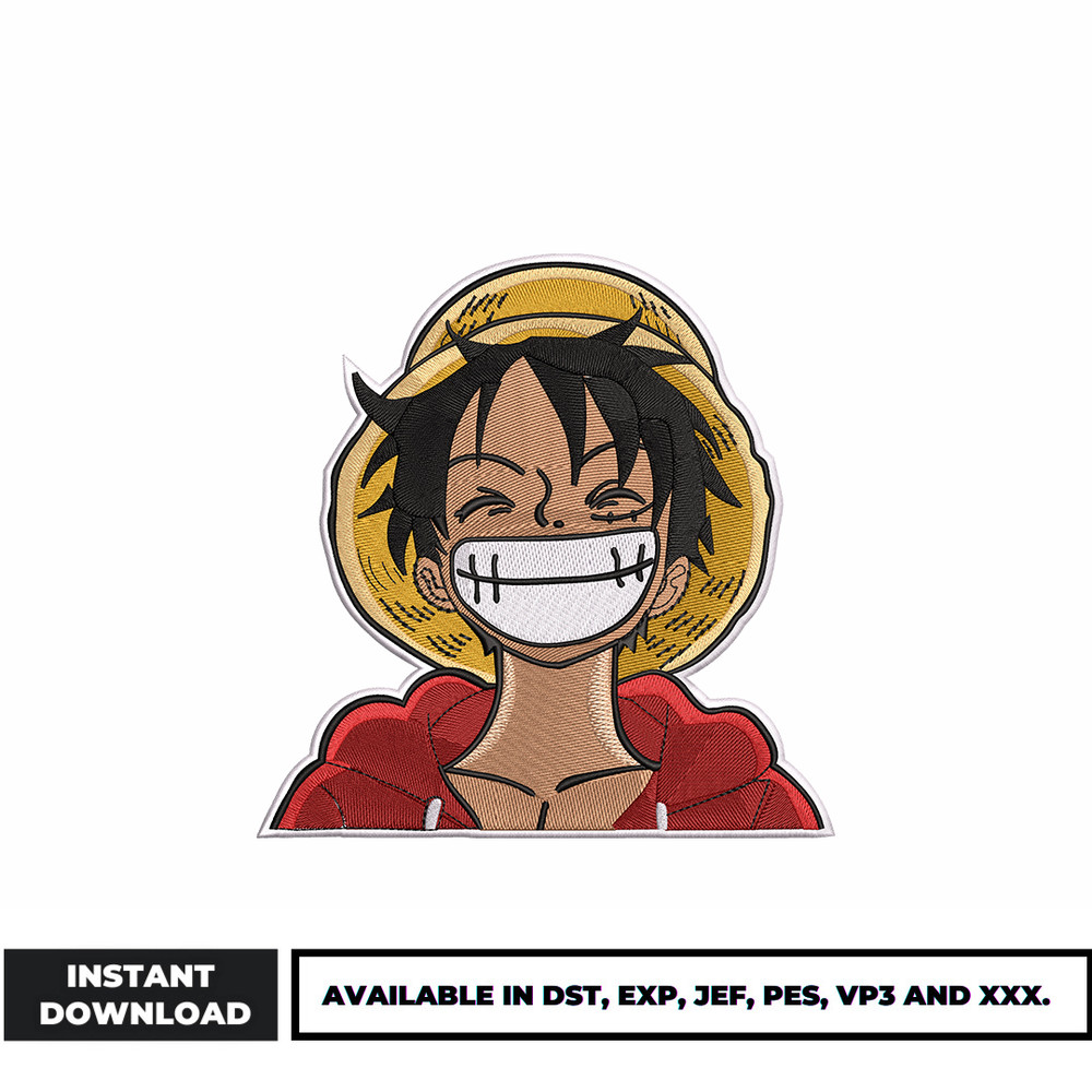 Luffy smile embroidery design