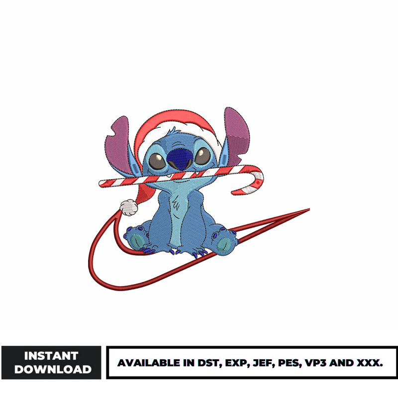 Stitch christmas nike embroidery design