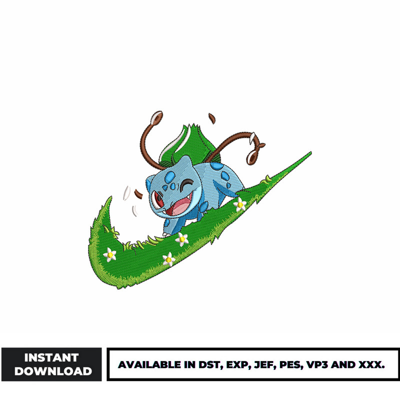 Bulbasaur logo nike embroidery design
