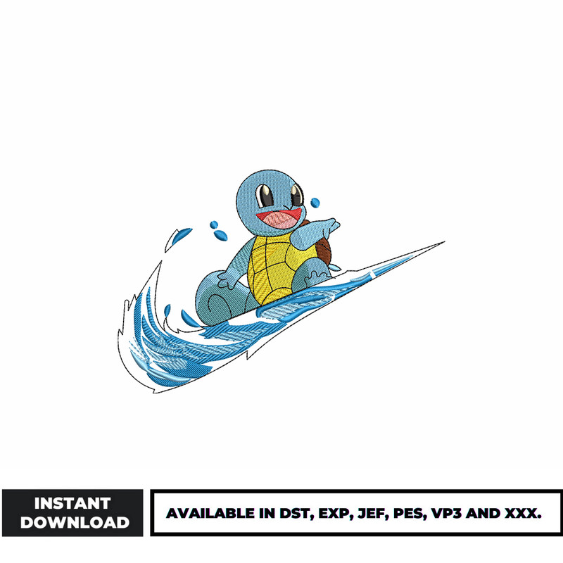 Nike Squirtle embroidery design