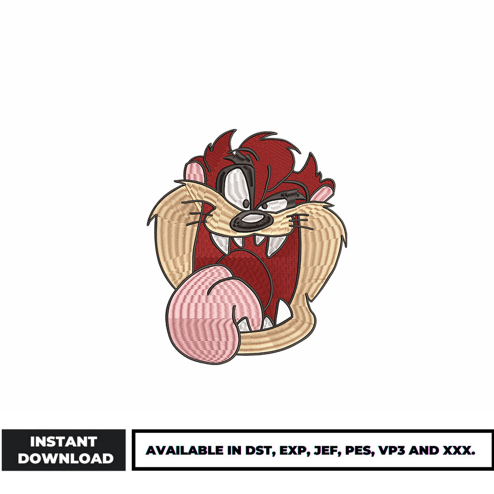 Tasmanian Devil face embroidery design