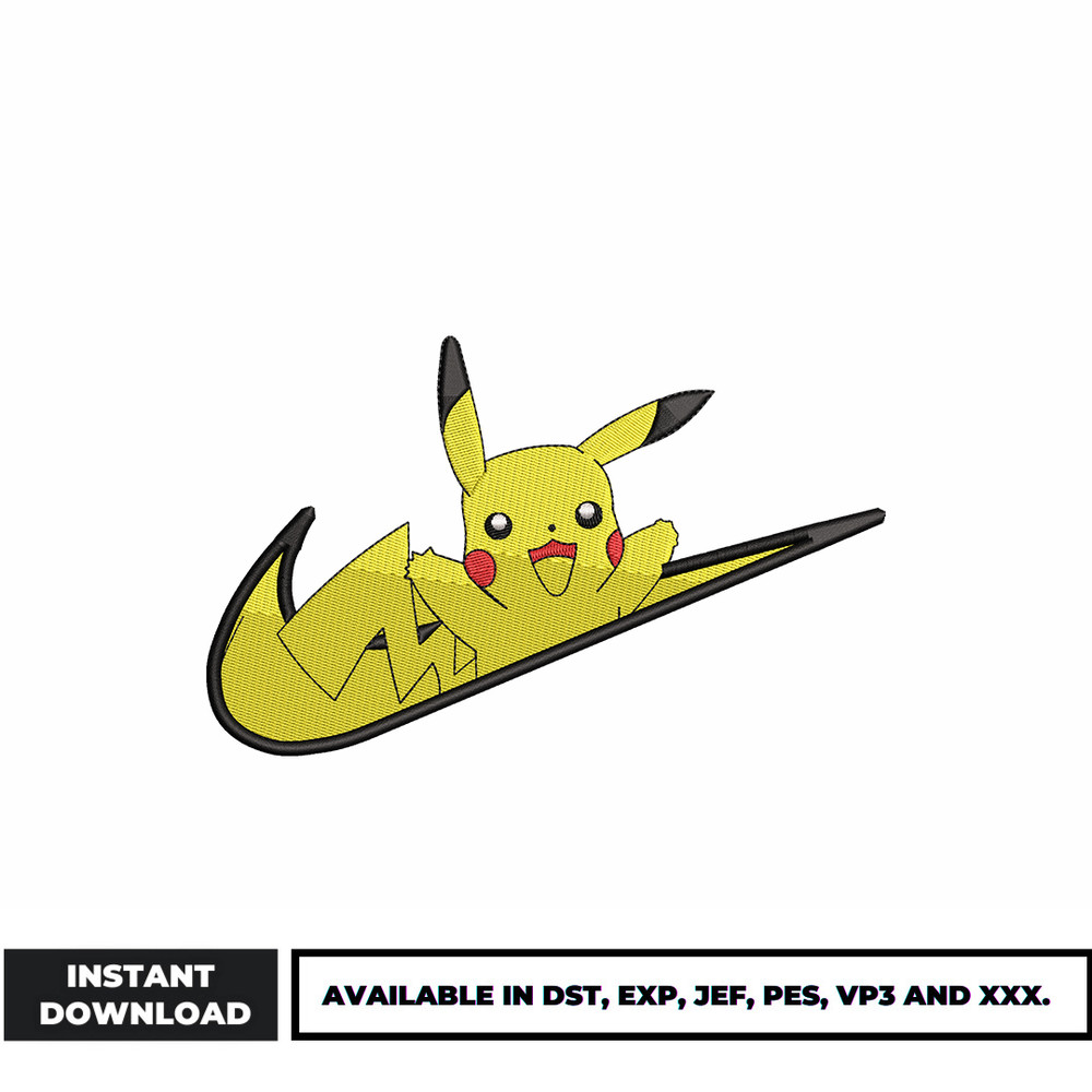 Pikachu nike embroidery design