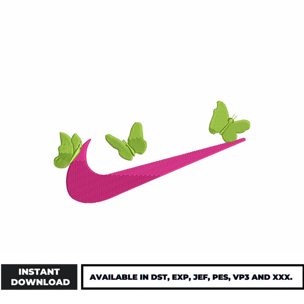 Nike Logo With Butterfly embroidery design