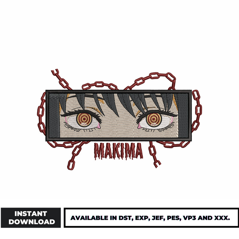 Makima eyes embroidery design
