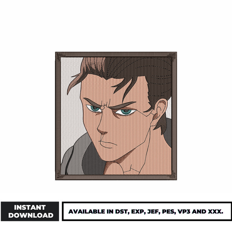 Eren Yeager face embroidery design