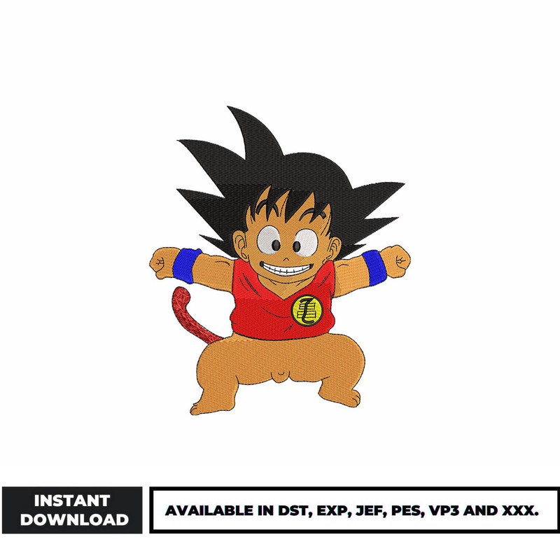 Goku kid embroidery design