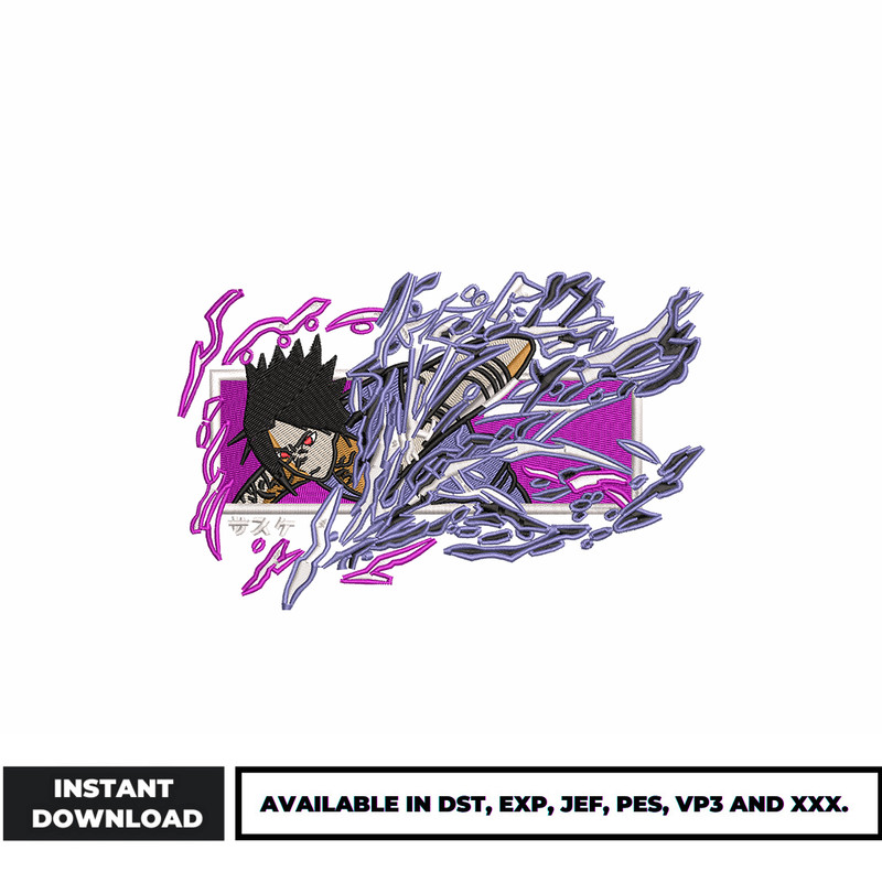 Sasuke chidori embroidery design