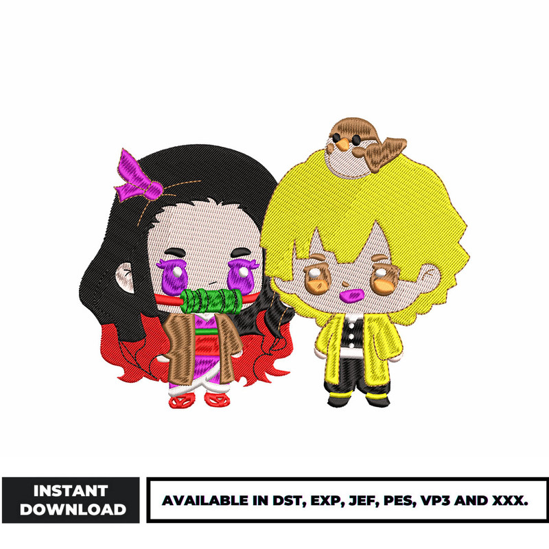 Nezuko x Zenitsu embroidery design