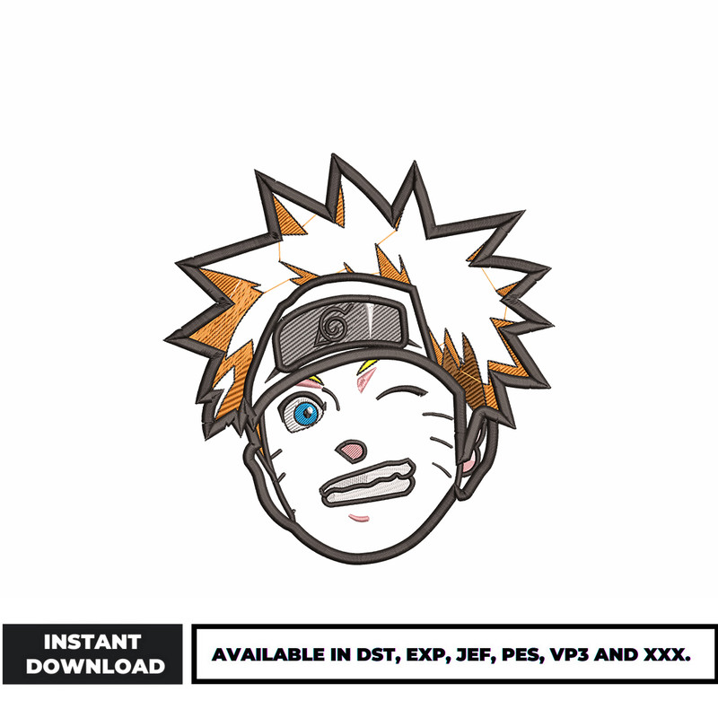 Naruto face embroidery design