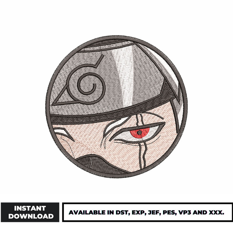 Kakashi eyes embroidery design