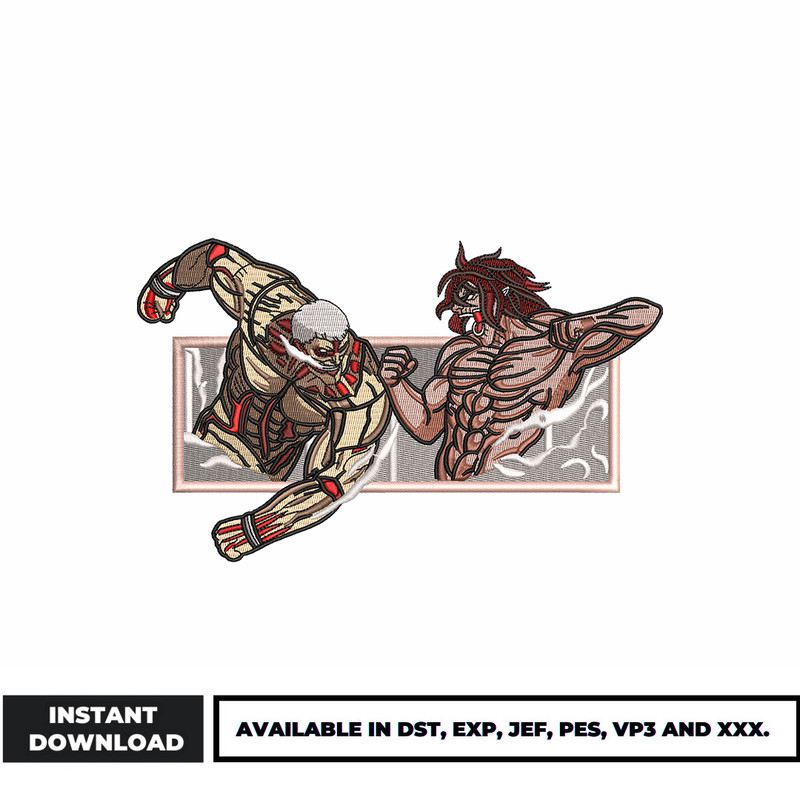 Eren vs Reiner embroidery design