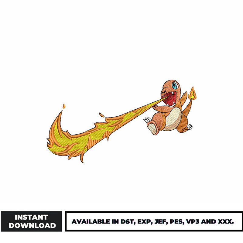 Nike X Charmander embroidery design