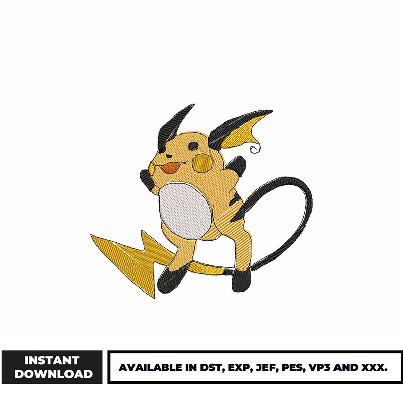 Raichu anime embroidery design