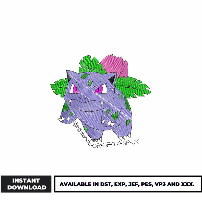 Venusaur embroidery design