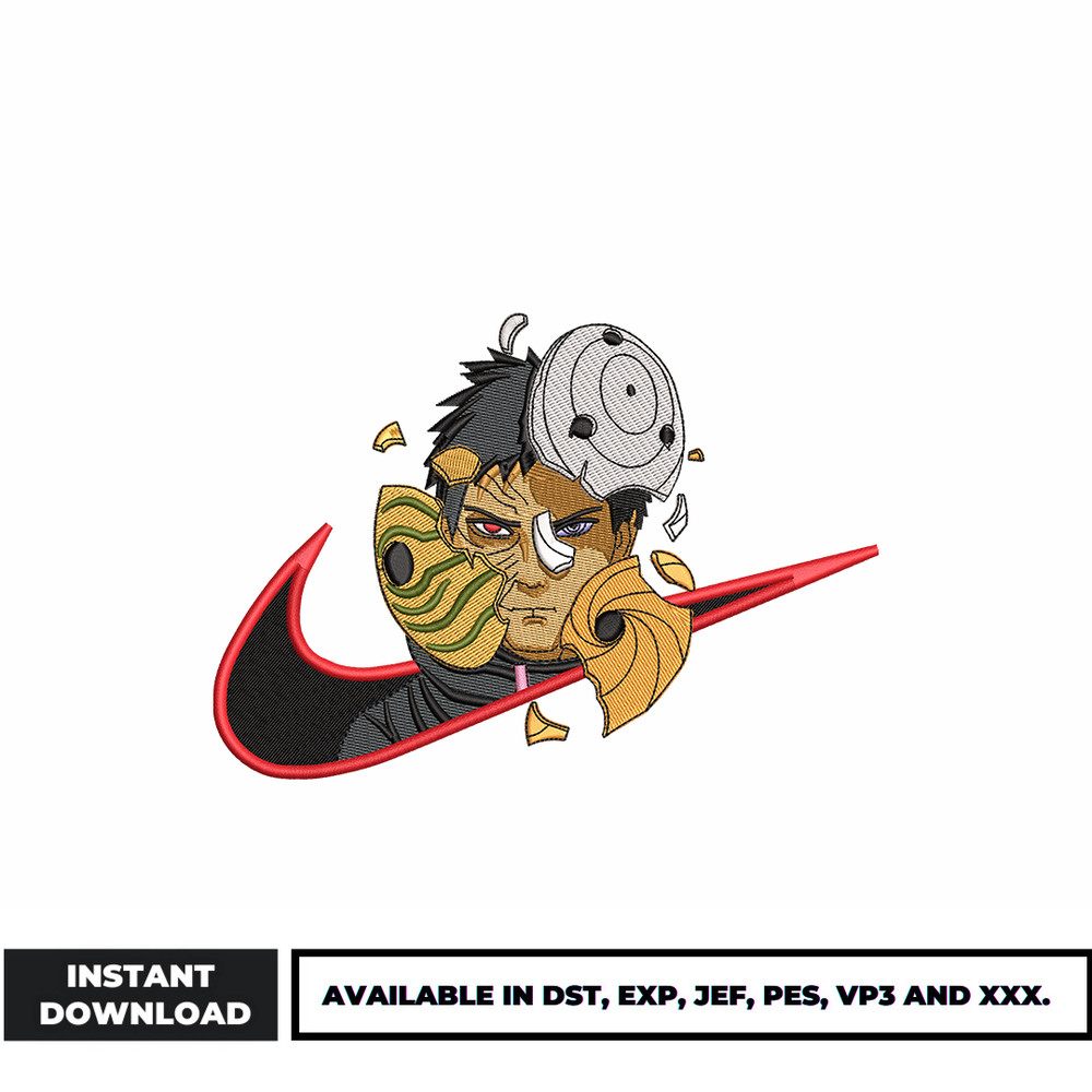Uchiha Obito Logo Nike embroidery design