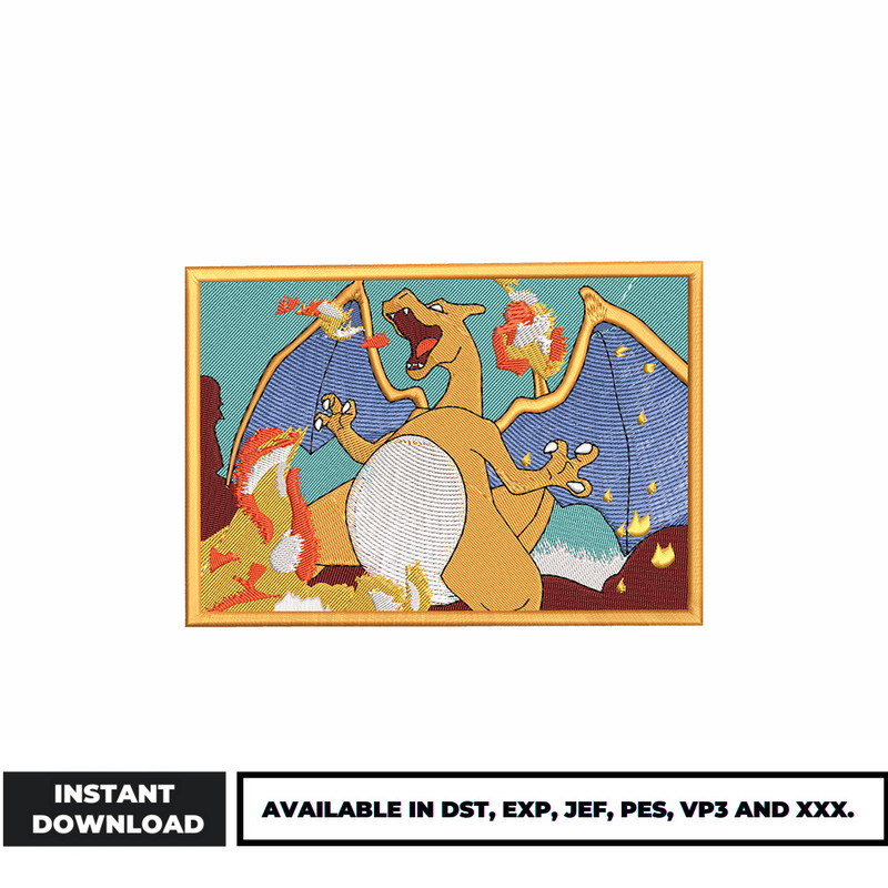 Charizard embroidery design