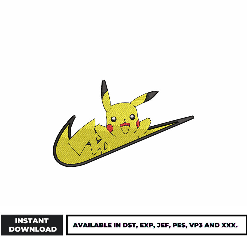 Pikachu logo nike embroidery design