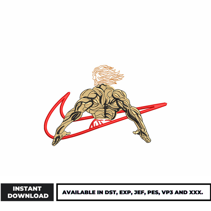 Hanma Yujiro logo nike embroidery design