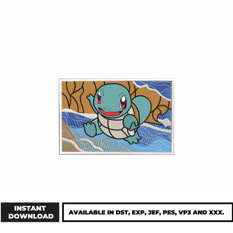 Squirtle pokemon embroidery design