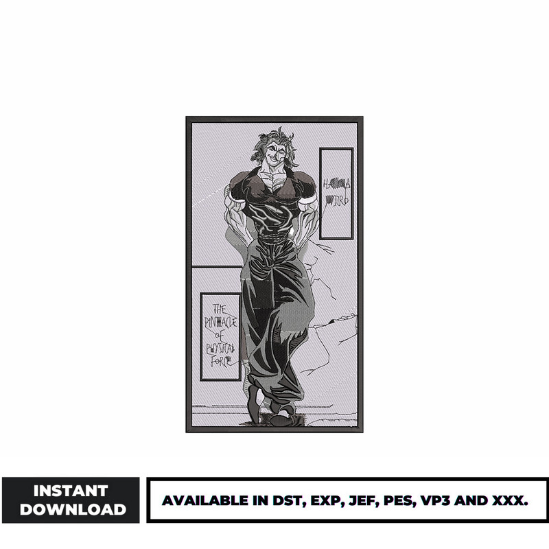 Yujiro Hanma manga embroidery design