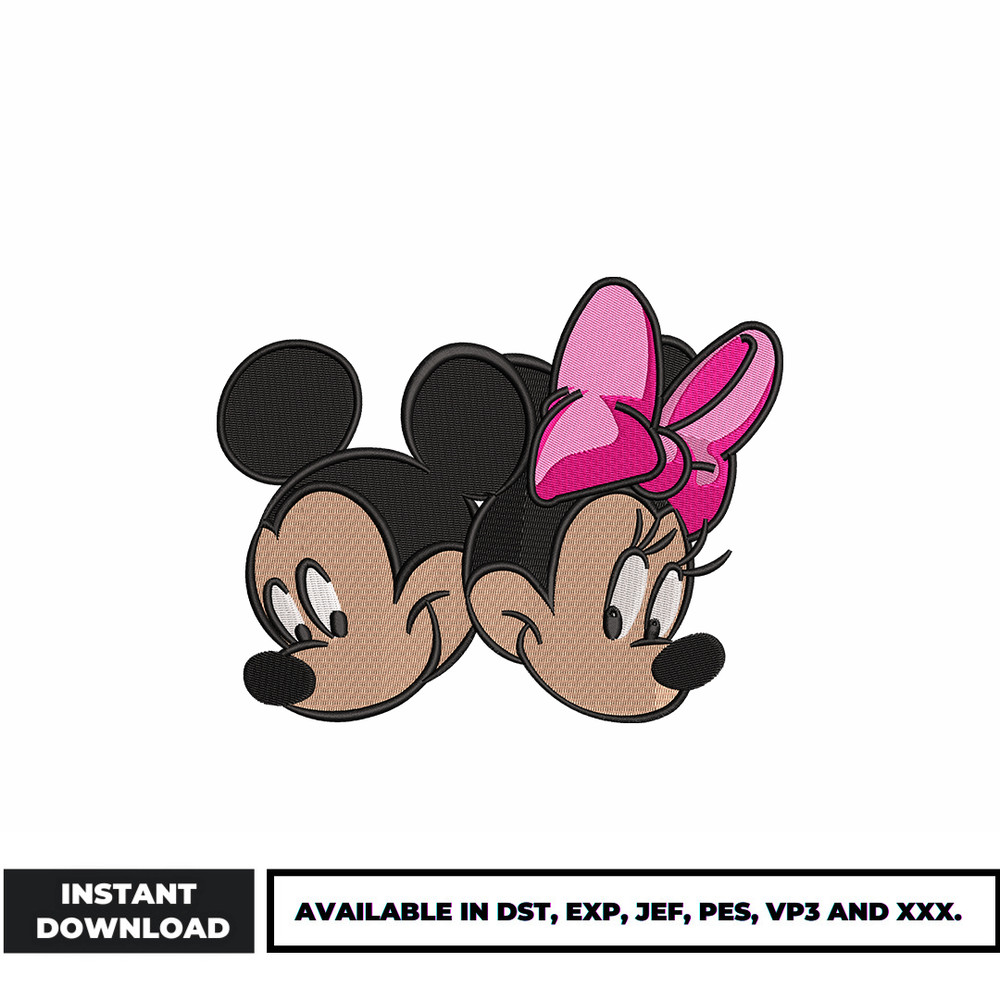 Mickey Minnie face embroidery design