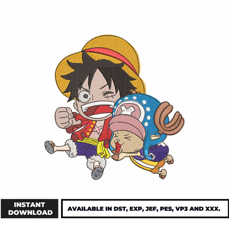 Luffy x chopper embroidery design