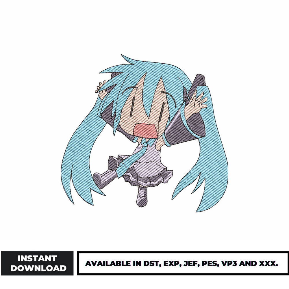 Miku chibi embroidery design