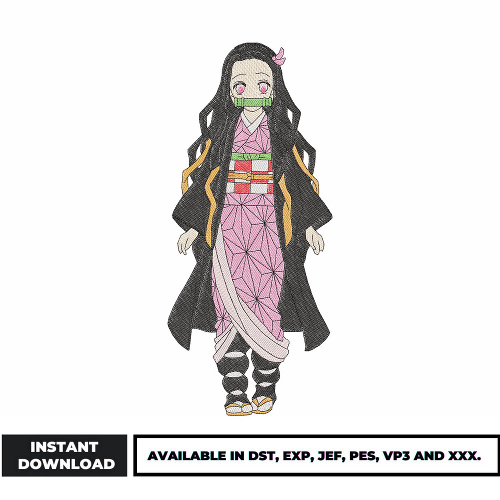 Kamado Nezuko embroidery design