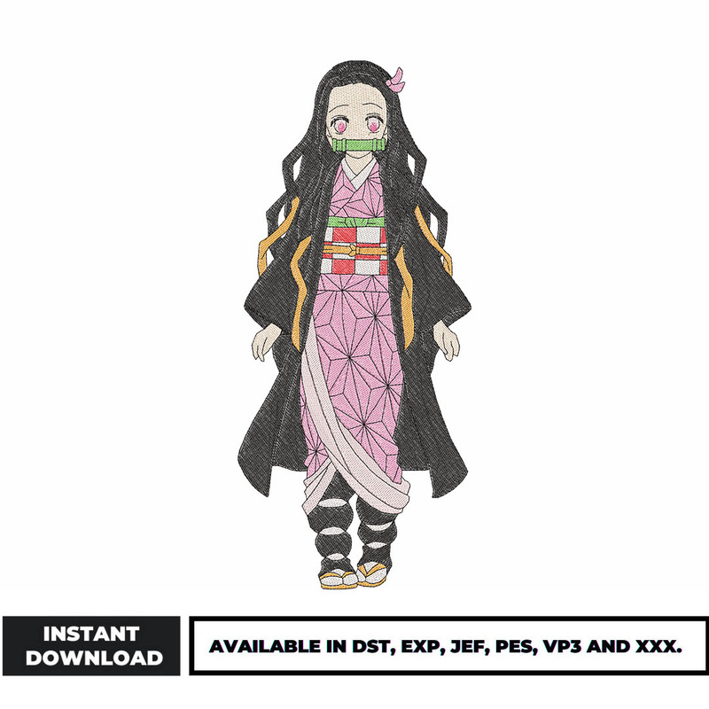 Kamado Nezuko embroidery design