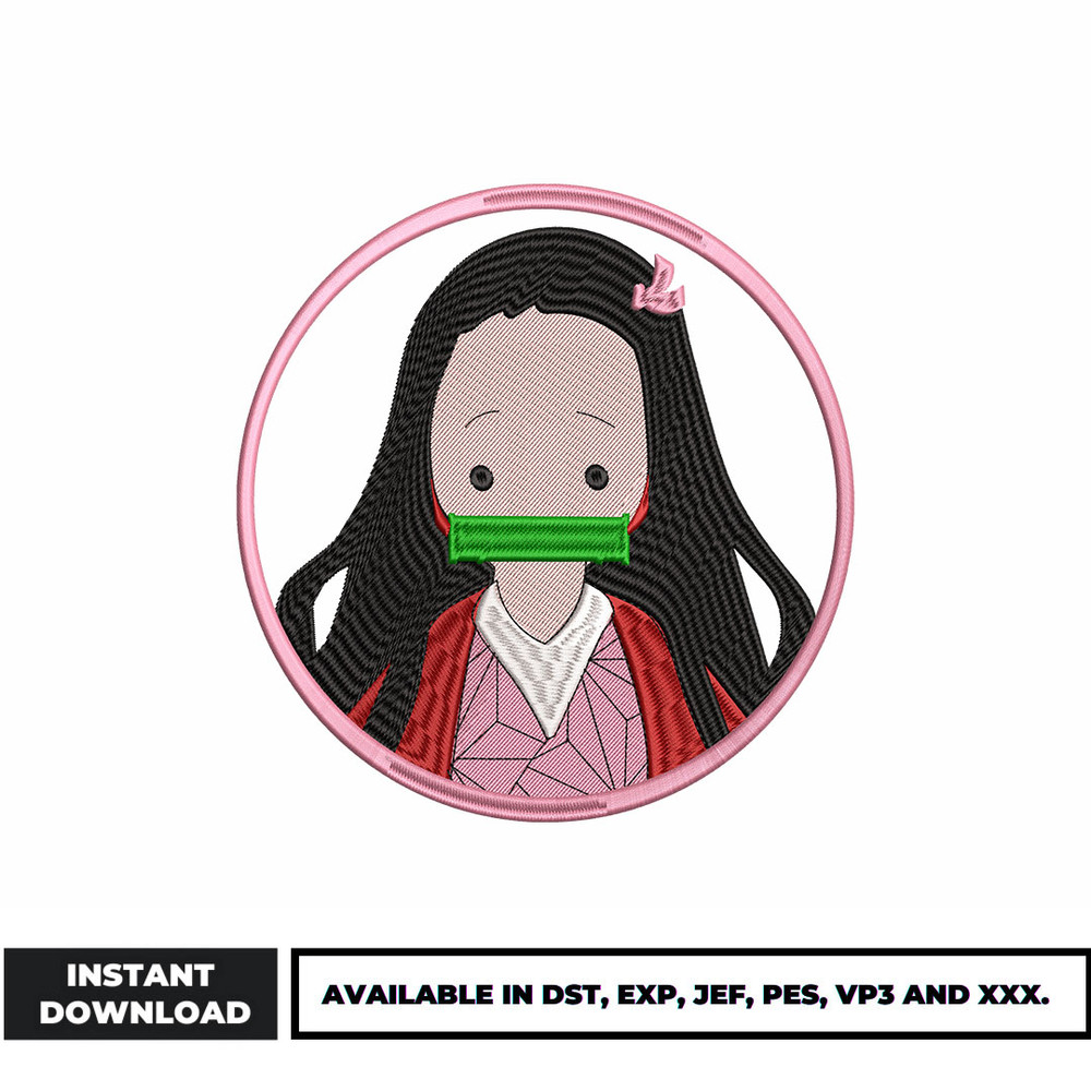 Nezuko cute embroidery design