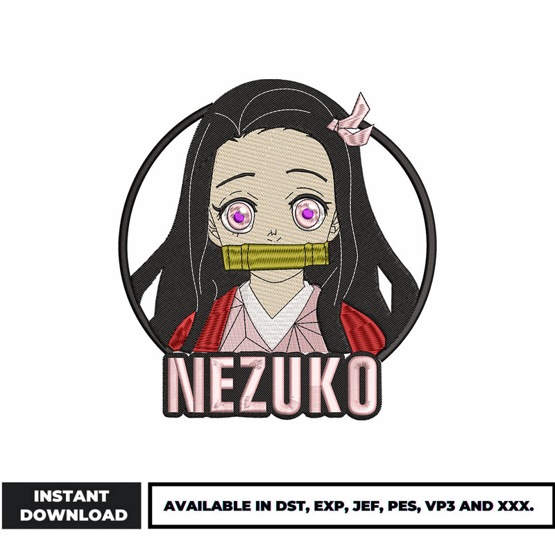 Nezuko circle embroidery design