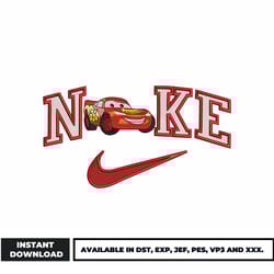 nike mcqueen embroidery design, disney car embroidery, anime embroidery, embroidery file, instant download.
