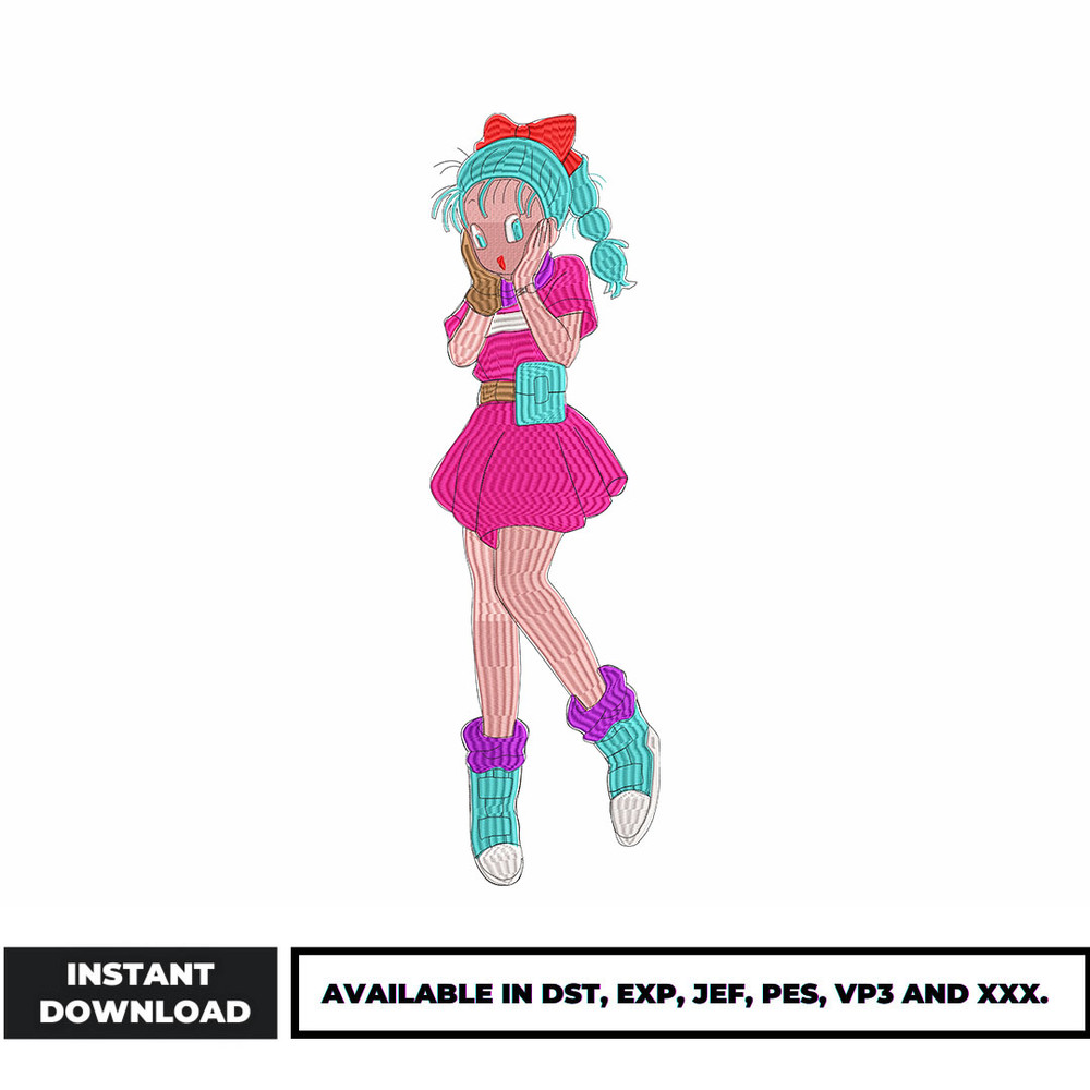 Bulma dragonball embroidery design