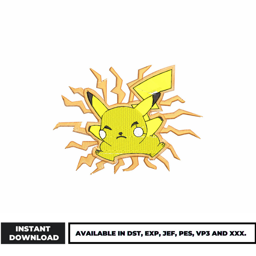 Pikachu electric embroidery design