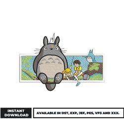 totoro box embroidery design, totoro embroidery, anime embroidery, embroidery file, instant download.