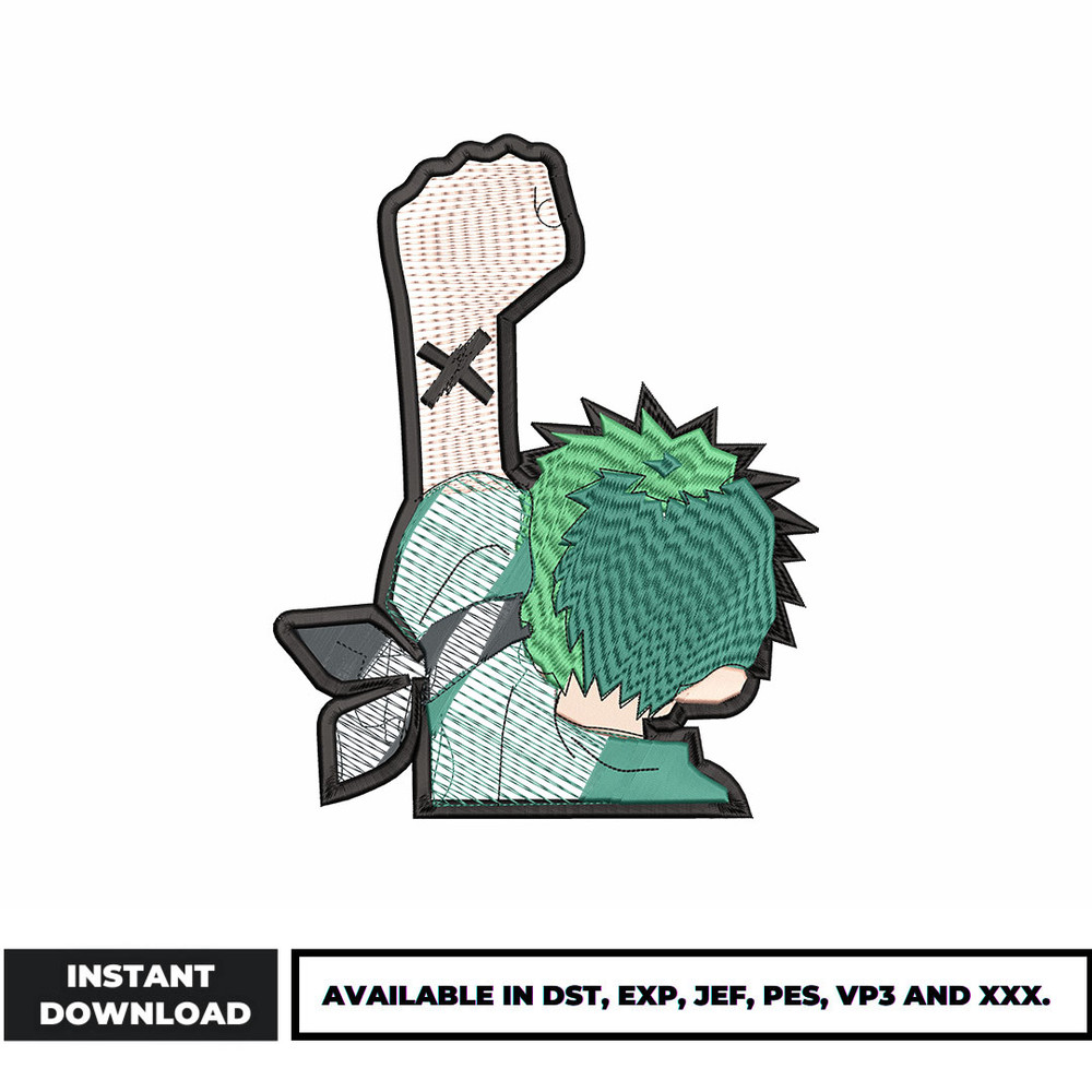 Zoro sticker embroidery design