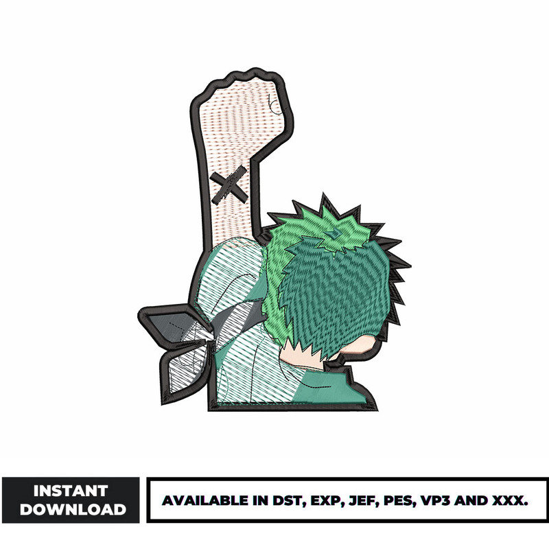 Zoro sticker embroidery design