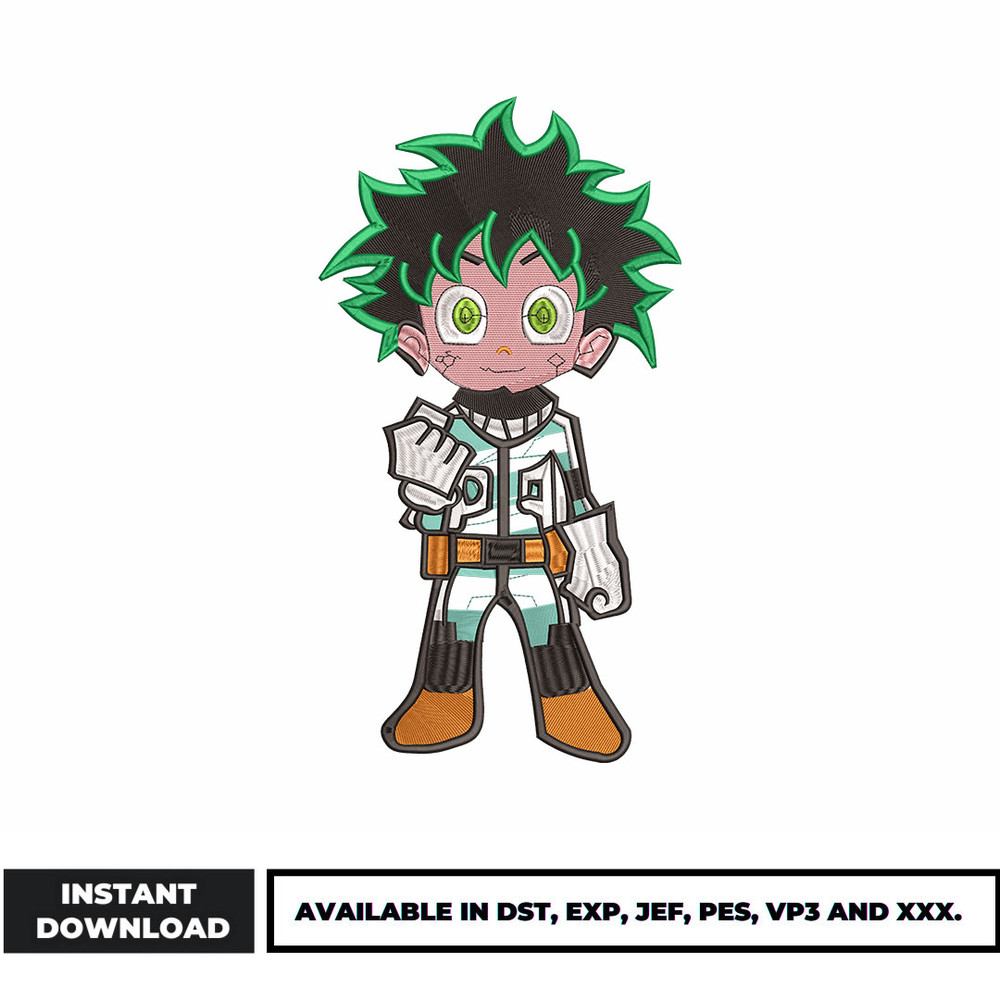 Deku chibi embroidery design