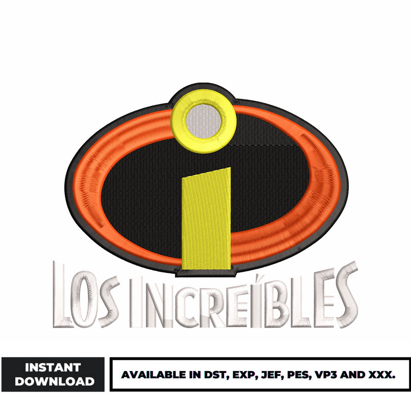 Los Increibles logo embroidery design