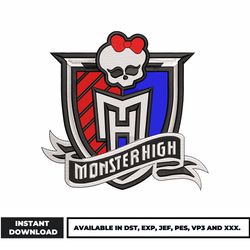 monster high logo embroidery design, monster high embroidery, anime embroidery, embroidery file, instant download