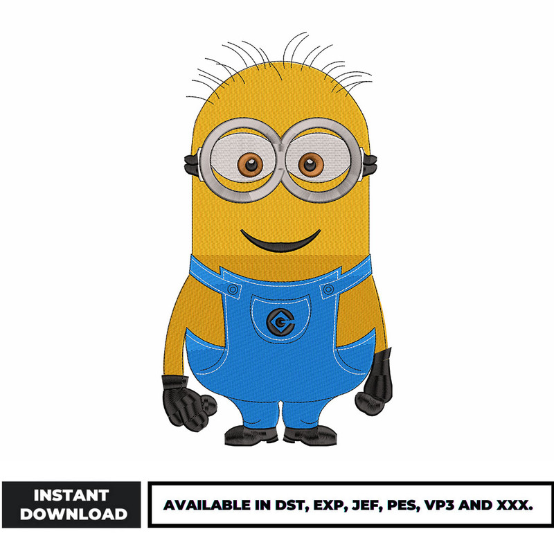 Minion Kevin embroidery design