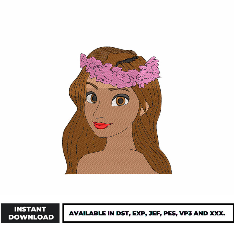 Moana Princess embroidery design